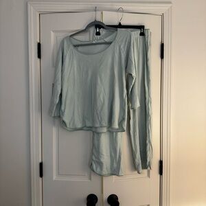 LAKE Pima Long-Long Mint Green Women's Pajama Set